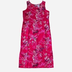 Vintage Draper’s & Damon’s Red/Pink Floral Dress & Matching  Top Set Size 12